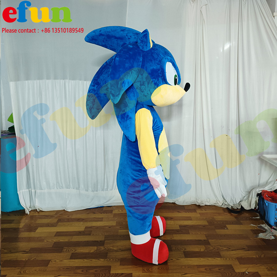 Efun  Factory custom Sonic Mascot Costume Plush Adult size animal Mascot Costume For  for party