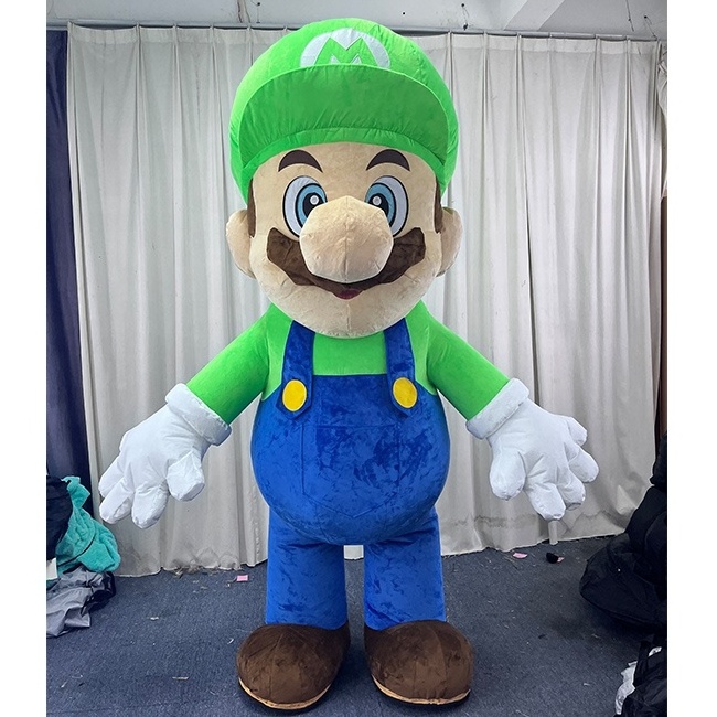 Efun MOQ 1 PC Hot Inflatable Super Mario Luigi Mascot Costume Customized Cartoon Halloween Carnival Mascot Costumes For Adult