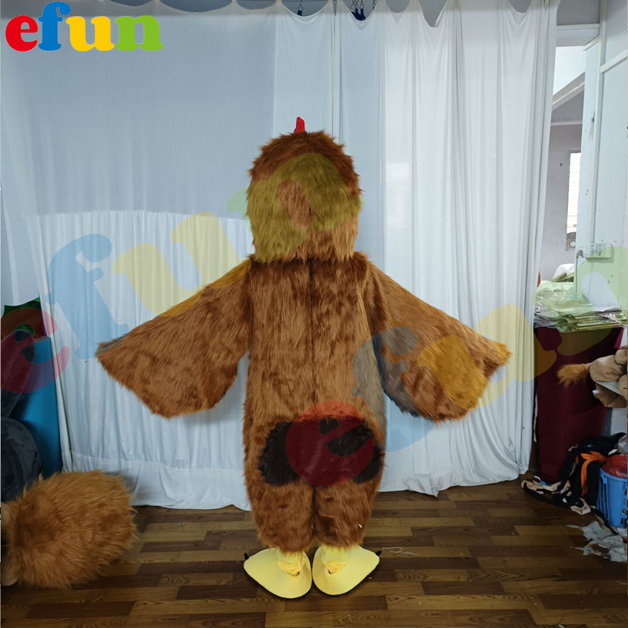 Efun MOQ 1 PC customized Brown cock mascot costume adult size cartoon animal mascot  for party