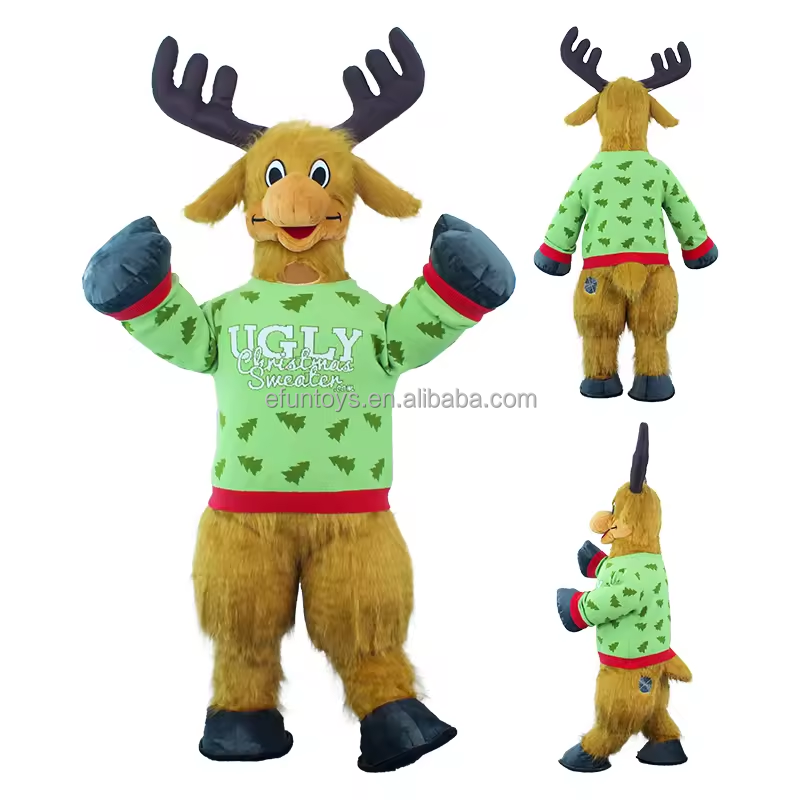 efun 2m 2.6m Inflatable Christmas Santa Claus Snowman Reindeer Elk Deer Moose Mascot Costume Character Animal Cartoon For Adult