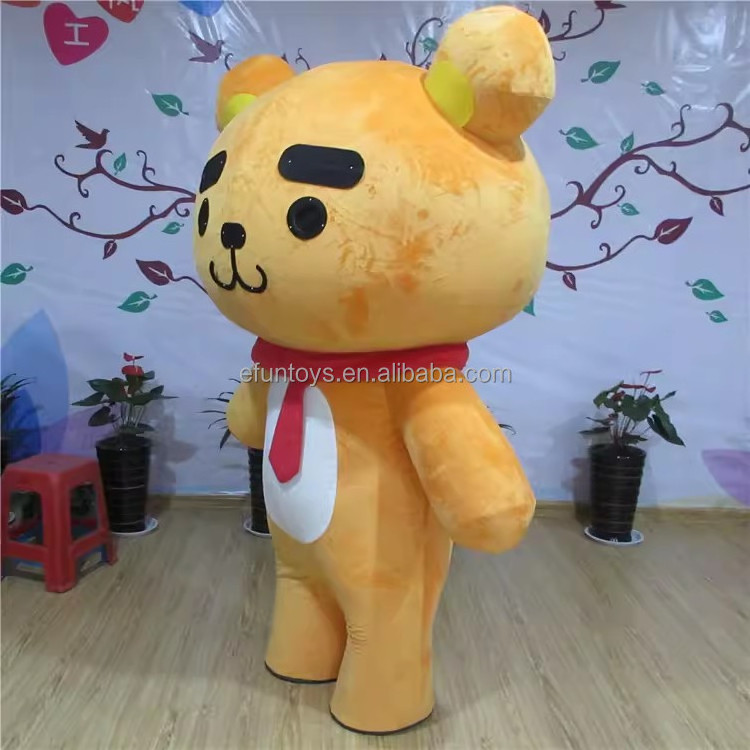 efun 2m 2.6m Hot selling customized orange bear mascot costume Inflatable cute cartoon bear mascot for party