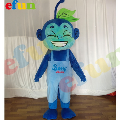 Efun MOQ 1 PC Custom bule Monkey Mascot Costume Cartoon Design Animal Mascot Clothing For sale