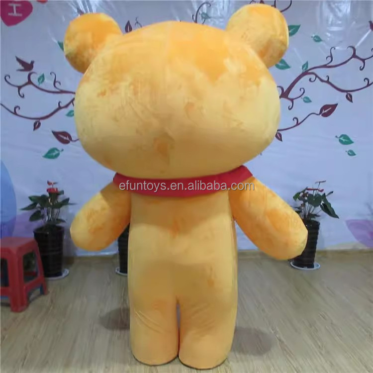 efun 2m 2.6m Hot selling customized orange bear mascot costume Inflatable cute cartoon bear mascot for party