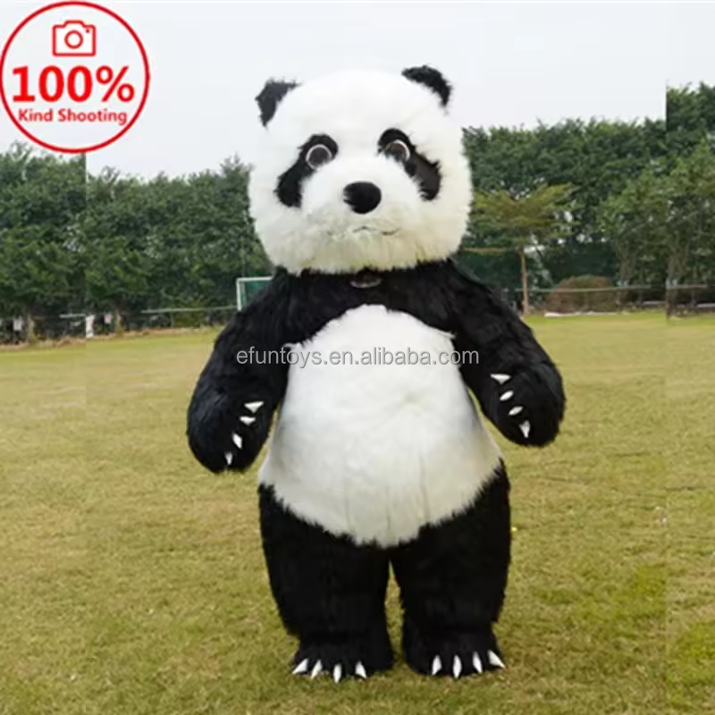 efun MOQ 1 PCS Custom Wearable Walking inflatable panda Anime Mascot long Plush 2/2.6/3M Cute Inflatable Panda mascot Costume