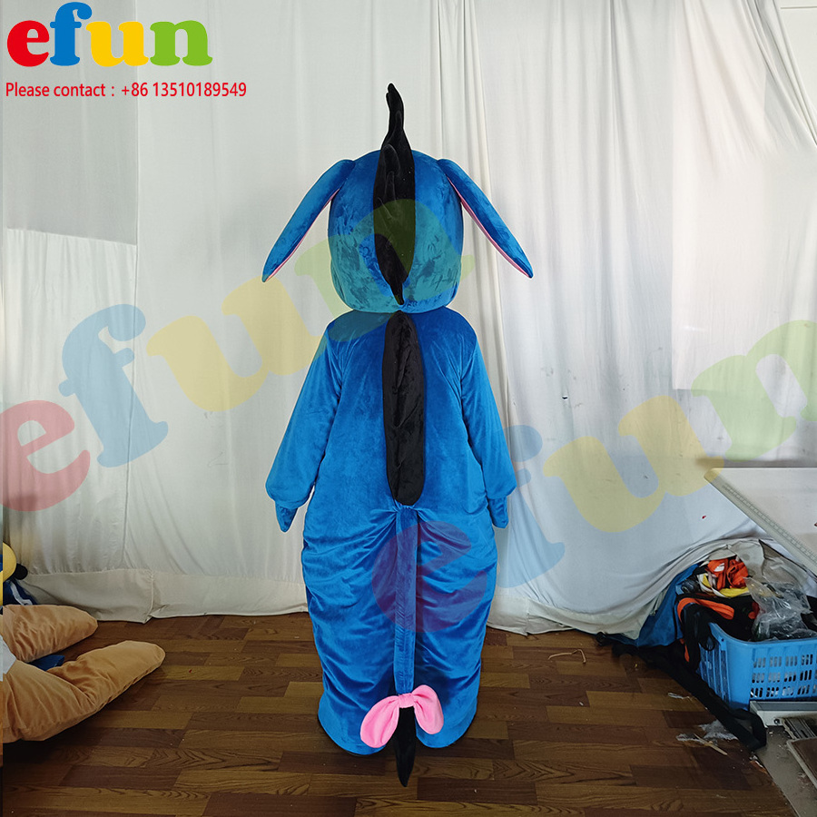 Efun MOQ 1 PC Cartoon Donkey Mascot Costume Adult Walking Plush Animal Mascot Costumes  for Christmas Halloween Carnival Party