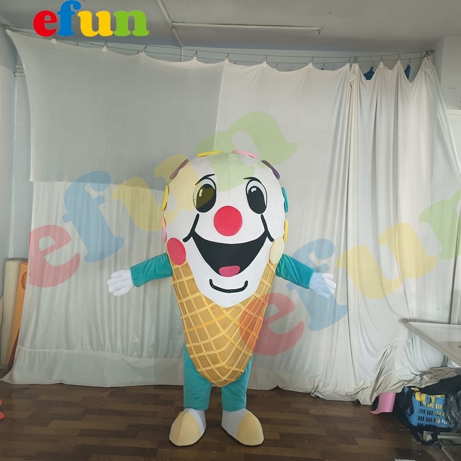 Efun MOQ 1 PC custom Ice Cream Mascot Costume  Fur Cartoon Character Sweet Ice Cream Mascot For Campaign Promotion