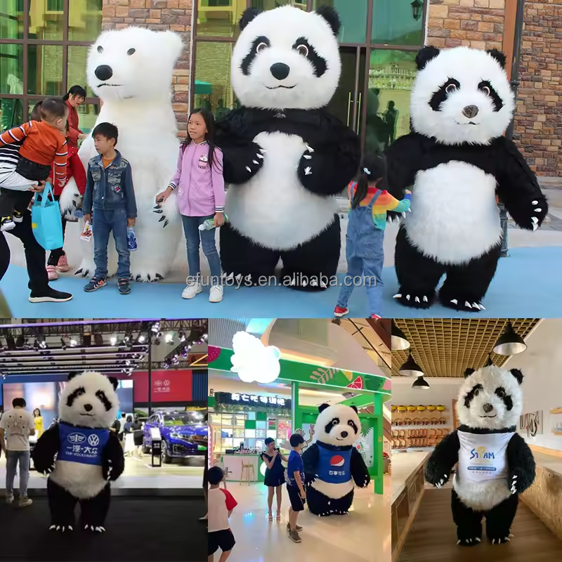 efun MOQ 1 PCS Custom Wearable Walking inflatable panda Anime Mascot long Plush 2/2.6/3M Cute Inflatable Panda mascot Costume