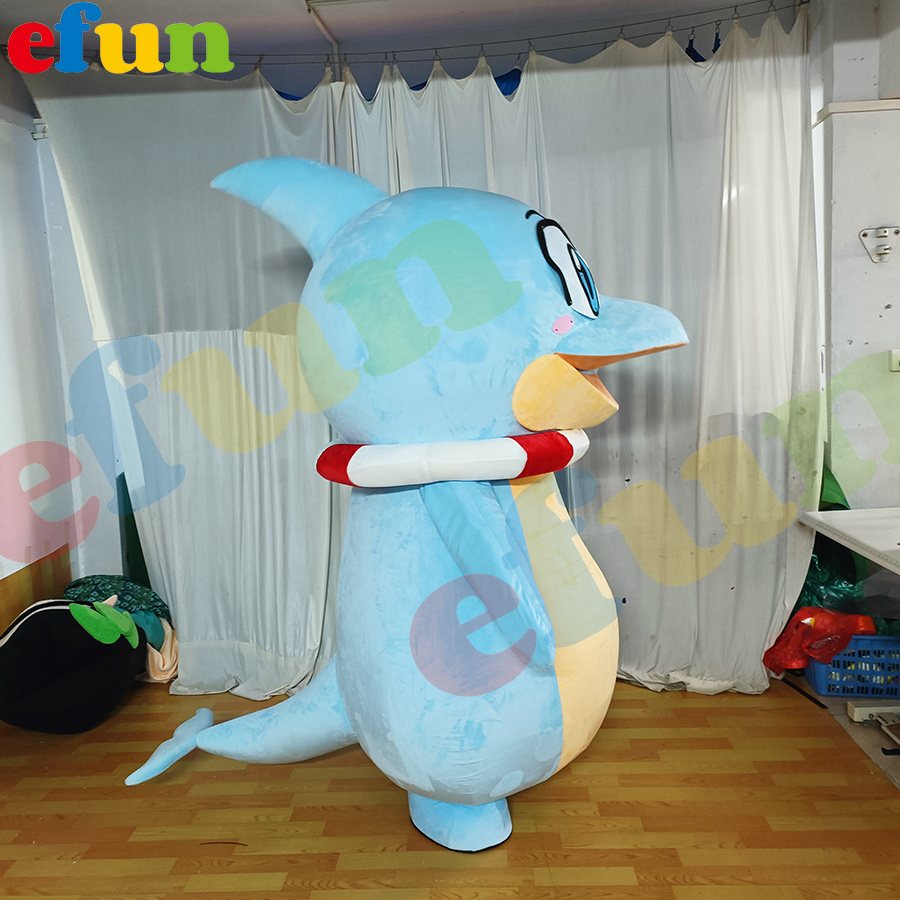 Efun MOQ 1 PC Custom ocean dolphin cartoon figure costume adult walking props sea animal mascot costume for sale