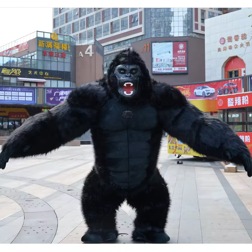 Efun Inflatable King Kong Realistic Gorilla Mascot Costume Fursuit Plush Party Unisex Animal Huge Inflatable Costume for Adults