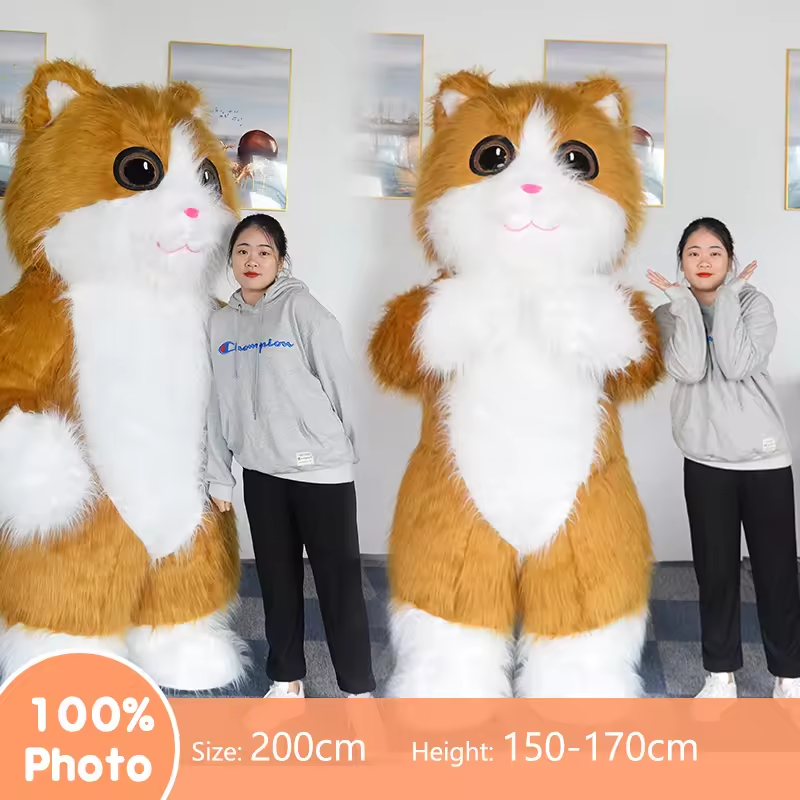 efun 2m 2.6m Adult Halloween Cosplay Costumes Blow Up Cuty Role Play Cat Inflatable Mascot Costume Customized Inflatable Animal