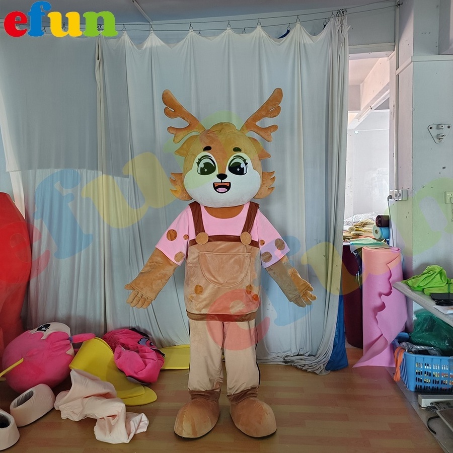 Efun MOQ 1 PC adult size Christmas Elk moose costume Halloween Cosplay Animal Elk Mascot Costume for sale