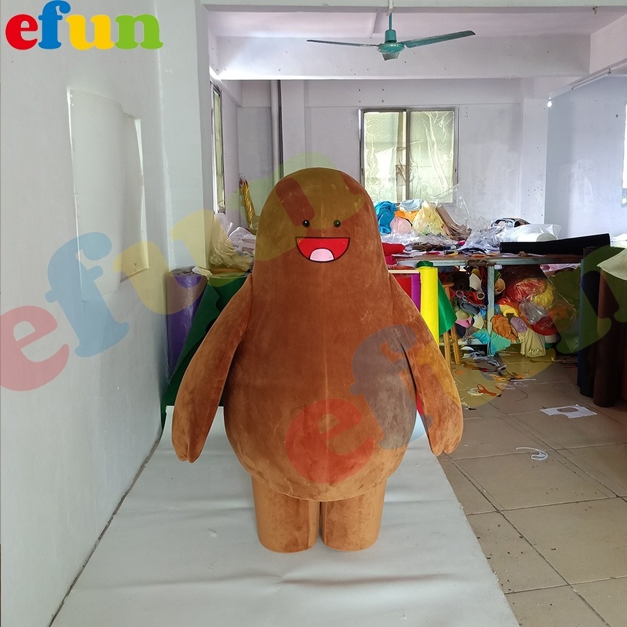 Efun MOQ 1 PC   custom Cute brown smiley face mascot costume cartoon character plush mascot for sale