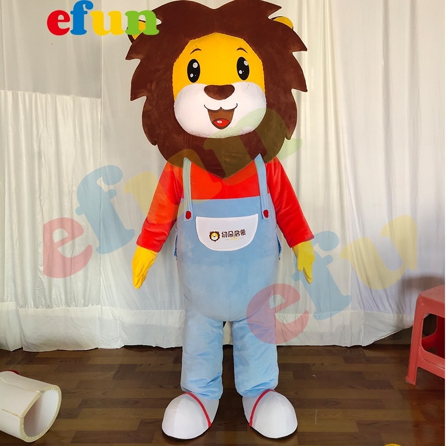 Efun MOQ 1 PC Custom cartoon lion mascot uniform walking effect animal mascot costume for party