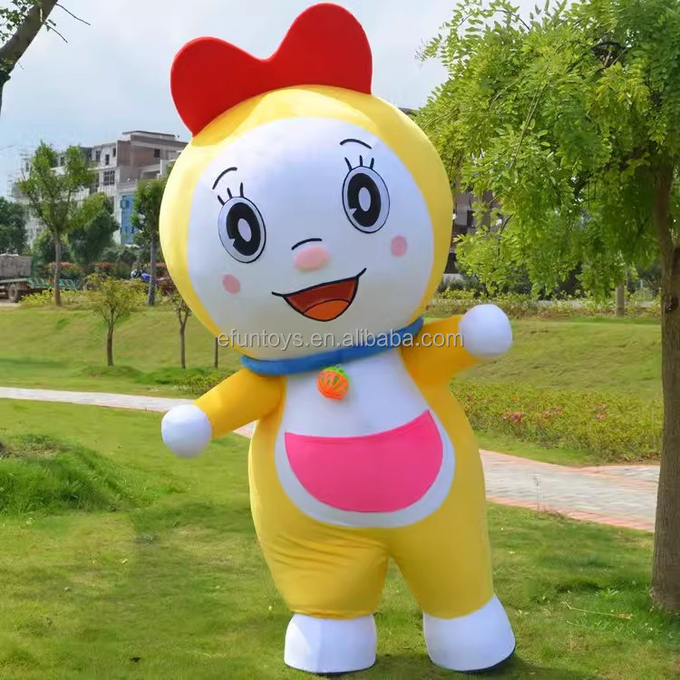 efun 2m 2.6m Popular Custom Inflatable Doraemon mascot costume Cartoon Character Animal robot cat Mascot Costume For Adult