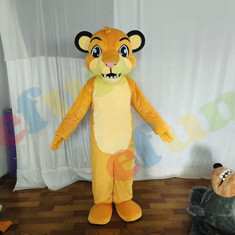 Efun MOQ 1 PC Custom Adult Size Cartoon brown Leopard mascot simba costume Plush Cosplay animal Mascot Costume for sale