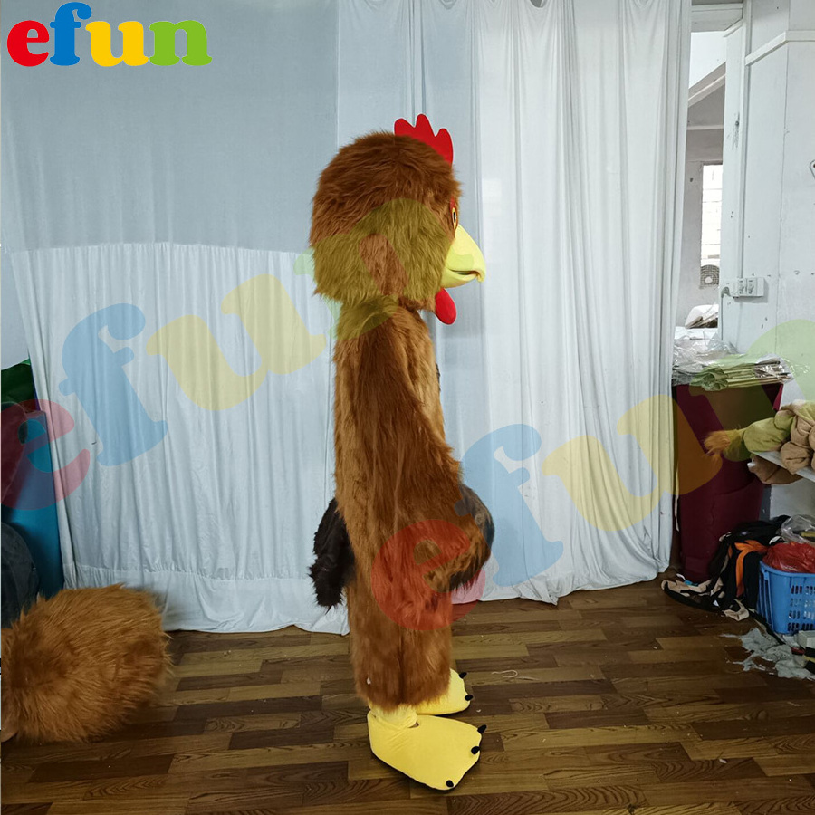 Efun MOQ 1 PC customized Brown cock mascot costume adult size cartoon animal mascot  for party