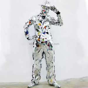 efun MOQ 1 PCS Special Custom Performance Dance Show Body suit Led Glass Event Female Clothing Mirror Costume For Party