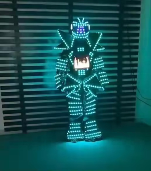 MOQ 1 PCS Factory LED Stilts Walker robot suit party led robot costume stage clothes luminous costume for dance performance