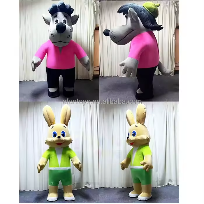 efun Wholesale Custom inflatable rabbit and wolf Costume Carnival Cartoon Character Cute inflatable Mascot Costume For Activity