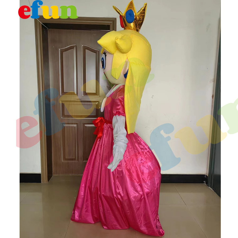 Efun MOQ 1 PC Custom  Princess Girl Mascot Costume Game Character Plush Mario Bros Princess Cartoon Cosplay costume for kids