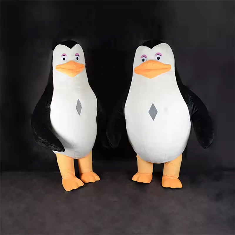 efun Popular plush inflatable penguin mascot costume cartoon character Madagascar skipper cosplay suit for adults