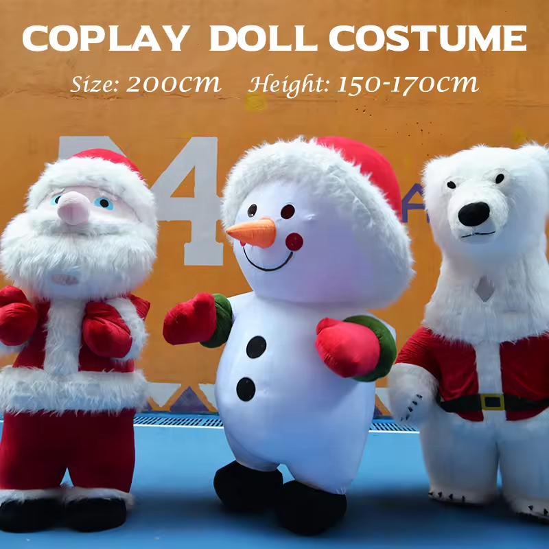 Efun inflatable Christmas Santa Claus Adult Fancy Dress Christmas Snowman Inflatable Mascot Costume for promotional