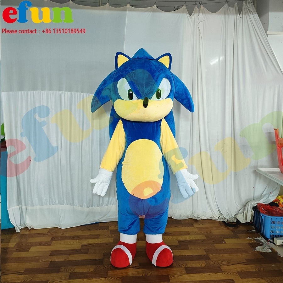 Efun  Factory custom Sonic Mascot Costume Plush Adult size animal Mascot Costume For  for party