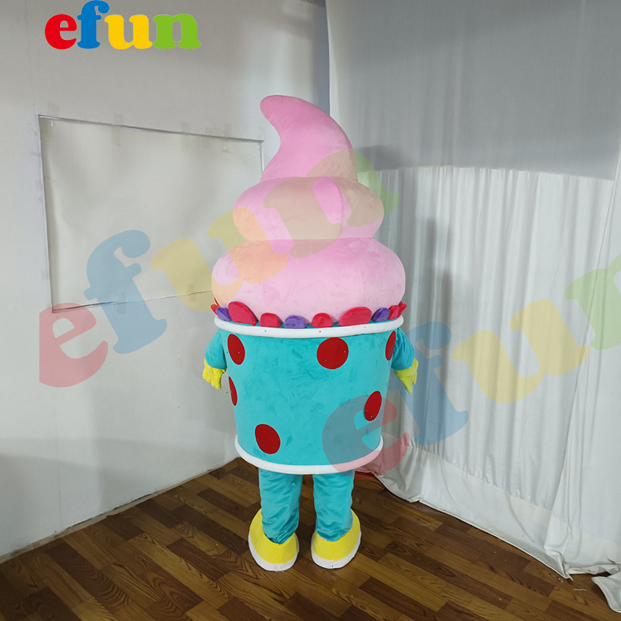 Efun MOQ 1 PC custom Ice Cream Mascot Costume  Fur Cartoon Character Sweet Ice Cream Mascot For Campaign Promotion