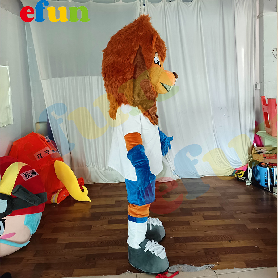 Efun MOQ 1 PC Custom brown lion Mascot Costume Cartoon Character Moving Cosplay animal costume For sale