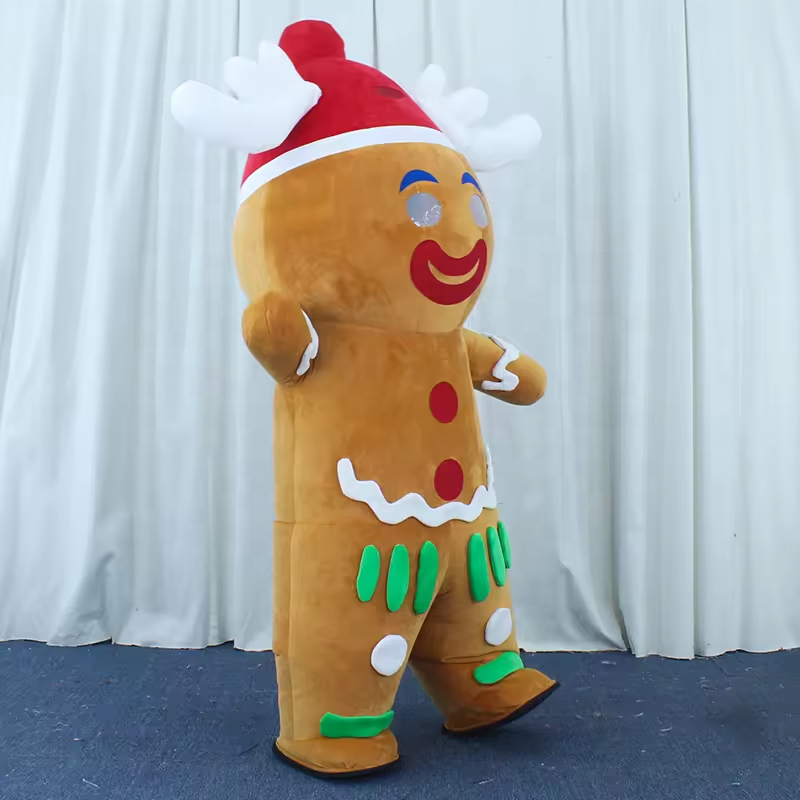 efun Custom Cosplay Gingerbread Man With Hat Inflatable Mascot Costume for Halloween Party Feast Biscuit Adult Cartoon cosplay