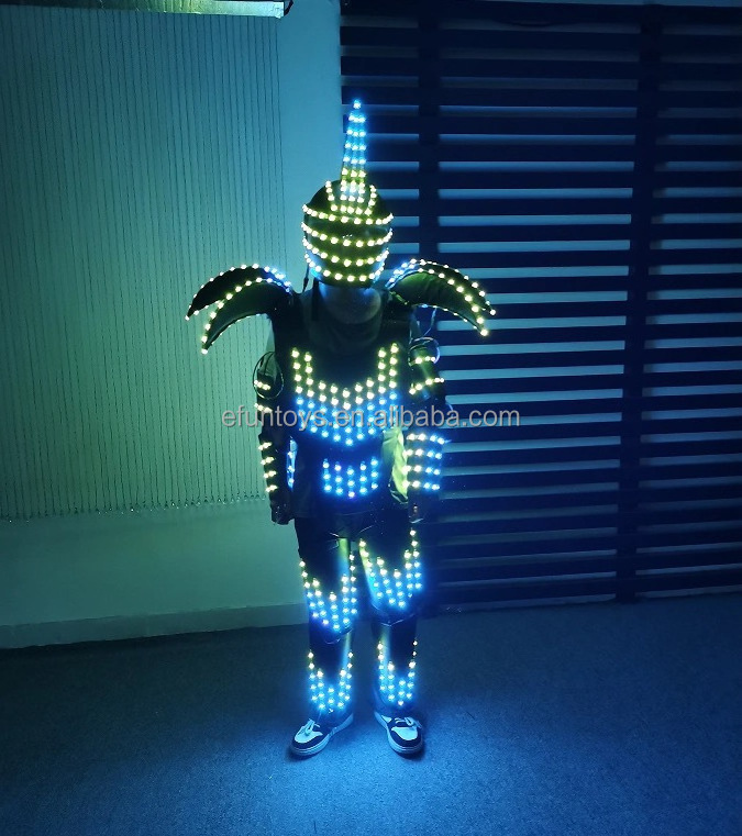 efun Digital LED Luminous robot costume Armor Light Up Jacket Glowing Costumes Suit Bar Nightclub Party Performance Costume