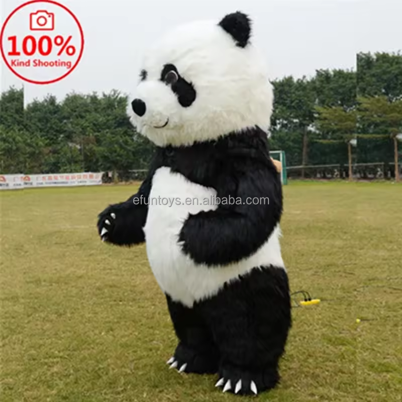 efun MOQ 1 PCS Custom Wearable Walking inflatable panda Anime Mascot long Plush 2/2.6/3M Cute Inflatable Panda mascot Costume