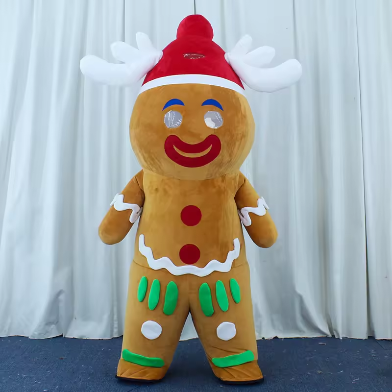 efun Custom Cosplay Gingerbread Man With Hat Inflatable Mascot Costume for Halloween Party Feast Biscuit Adult Cartoon cosplay