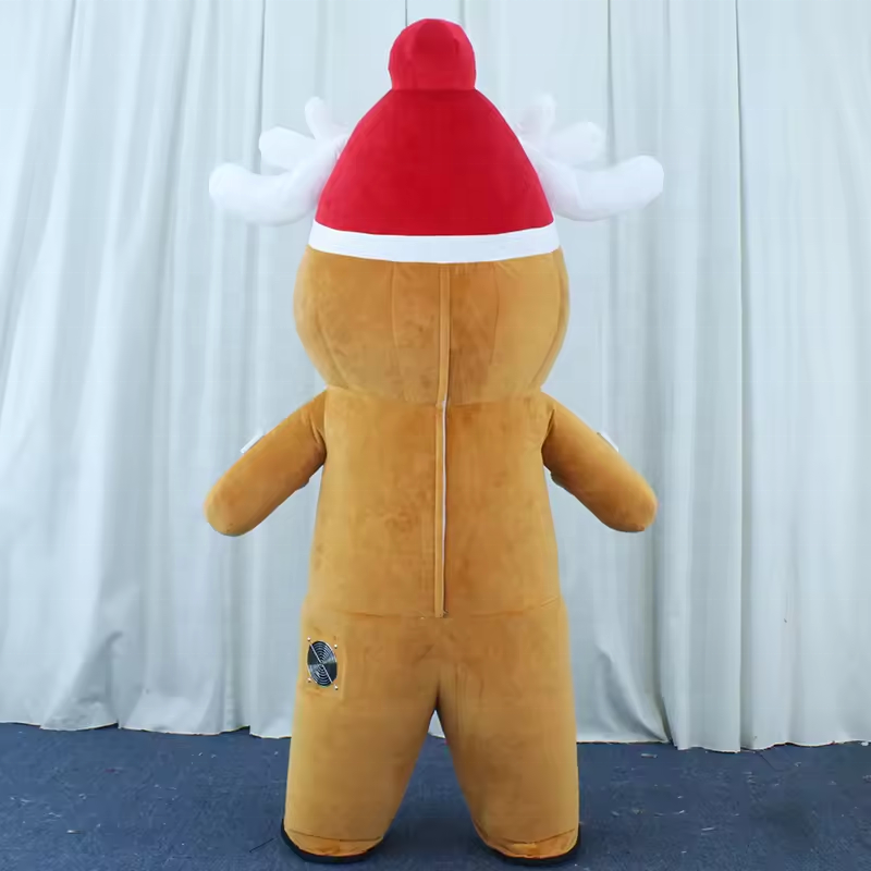 efun Custom Cosplay Gingerbread Man With Hat Inflatable Mascot Costume for Halloween Party Feast Biscuit Adult Cartoon cosplay