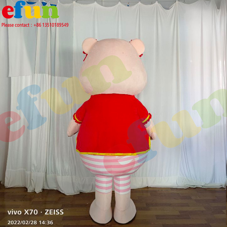 Efun Custom Adult Size cartoon Pig Mascot Costume Plush animal Characters Mascot Costume For Sale