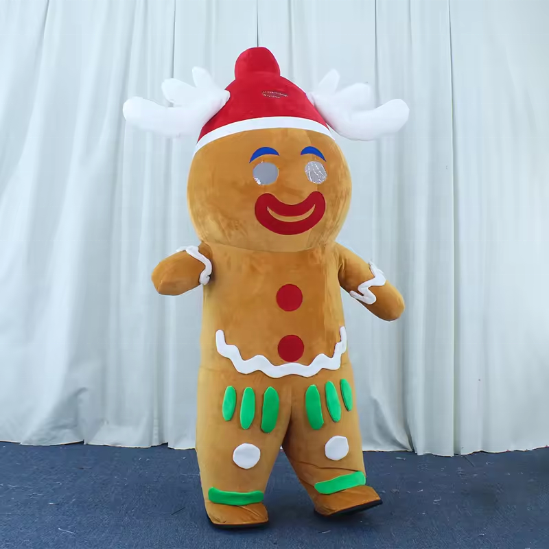 efun Custom Cosplay Gingerbread Man With Hat Inflatable Mascot Costume for Halloween Party Feast Biscuit Adult Cartoon cosplay