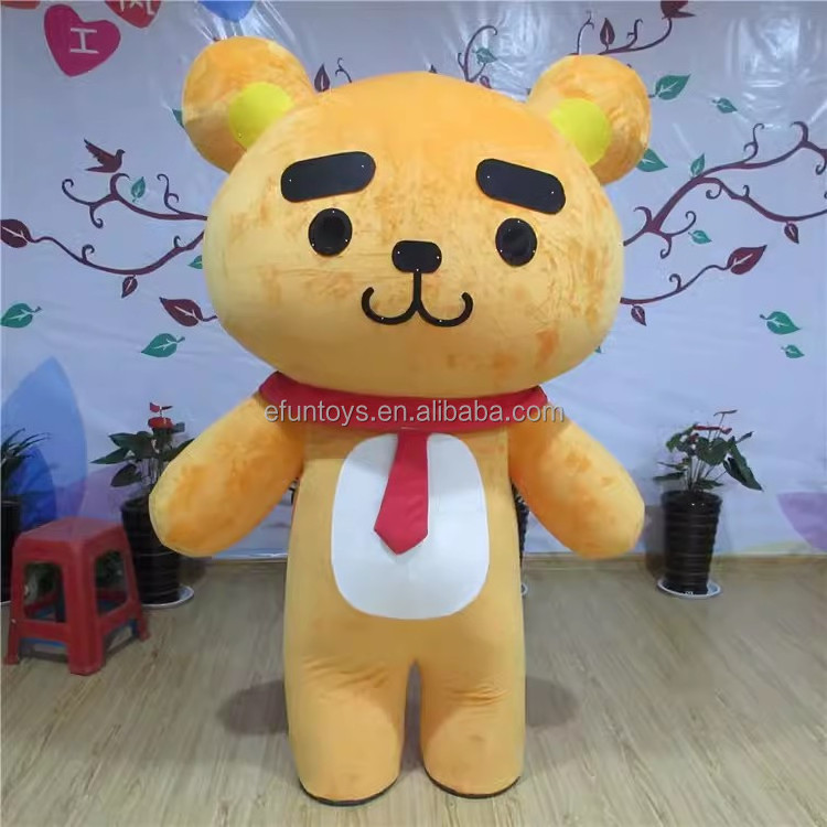 efun 2m 2.6m Hot selling customized orange bear mascot costume Inflatable cute cartoon bear mascot for party