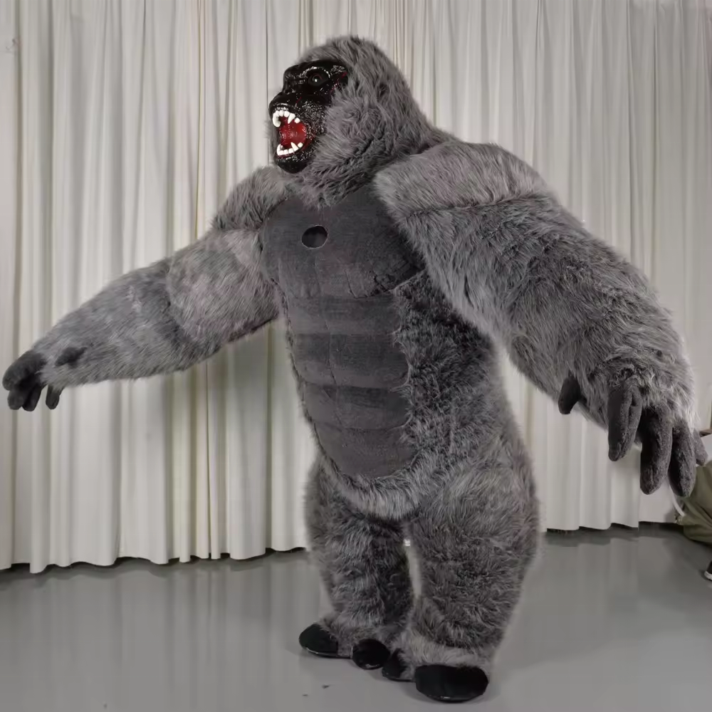 Efun Inflatable King Kong Realistic Gorilla Mascot Costume Fursuit Plush Party Unisex Animal Huge Inflatable Costume for Adults