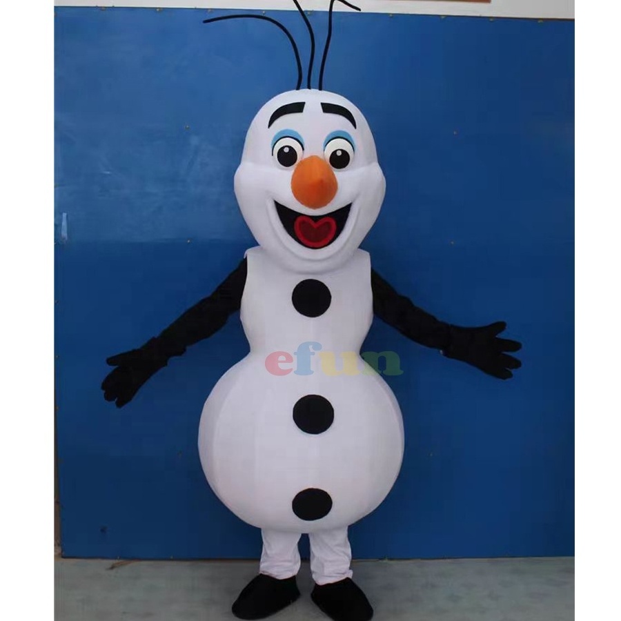 Efun MOQ 1 PC custom Popular white snowman Mascot Costume Cartoon Character Elsa Olaf Mascot Costume Cosplay Suit For Adults