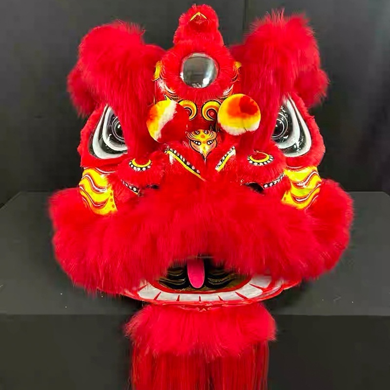 Efun Chinese Traditional Popular Funny Plush Fur Lion Dance Mascot Costume Cartoon Character Performance Show Suit For Adult