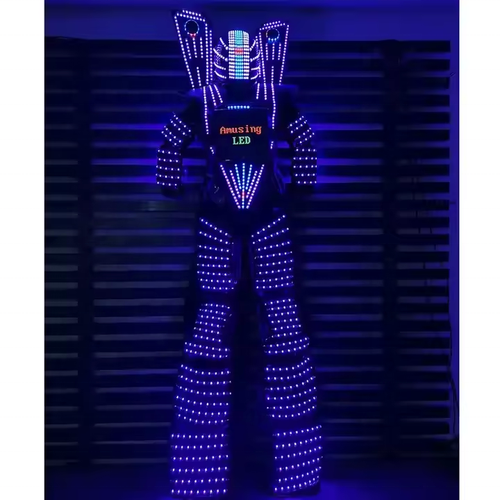 MOQ 1 PCS Factory LED Stilts Walker robot suit party led robot costume stage clothes luminous costume for dance performance