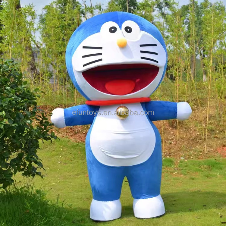 efun 2m 2.6m Popular Custom Inflatable Doraemon mascot costume Cartoon Character Animal robot cat Mascot Costume For Adult