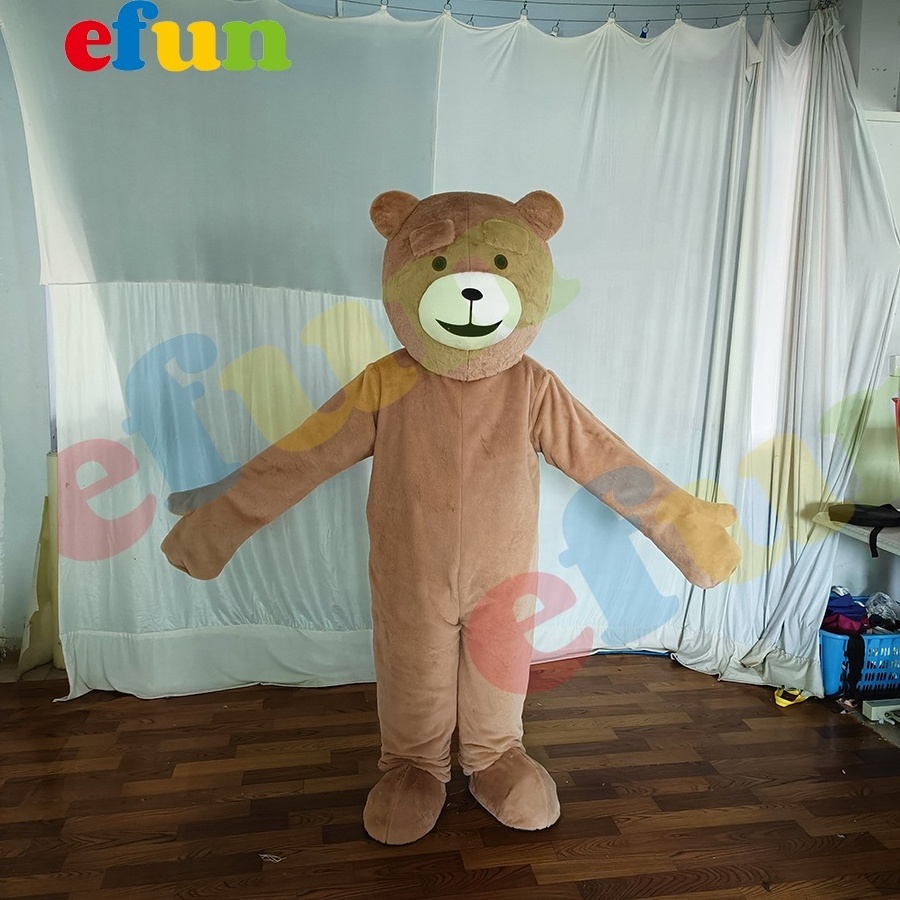 Efun MOQ 1 PC Promotional cosplay ted bear mascot cartoon costume custom brown teddy bear mascot costume for Valentine's Day