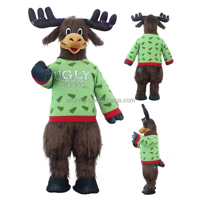 efun 2m 2.6m Inflatable Christmas Santa Claus Snowman Reindeer Elk Deer Moose Mascot Costume Character Animal Cartoon For Adult