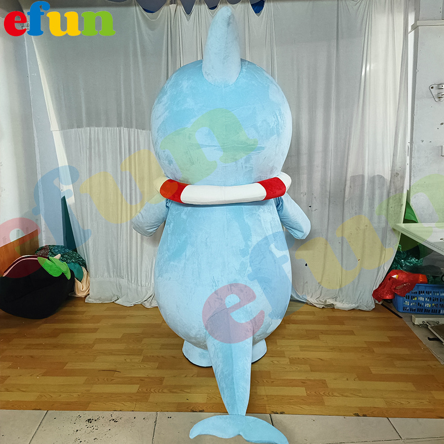 Efun MOQ 1 PC Custom ocean dolphin cartoon figure costume adult walking props sea animal mascot costume for sale