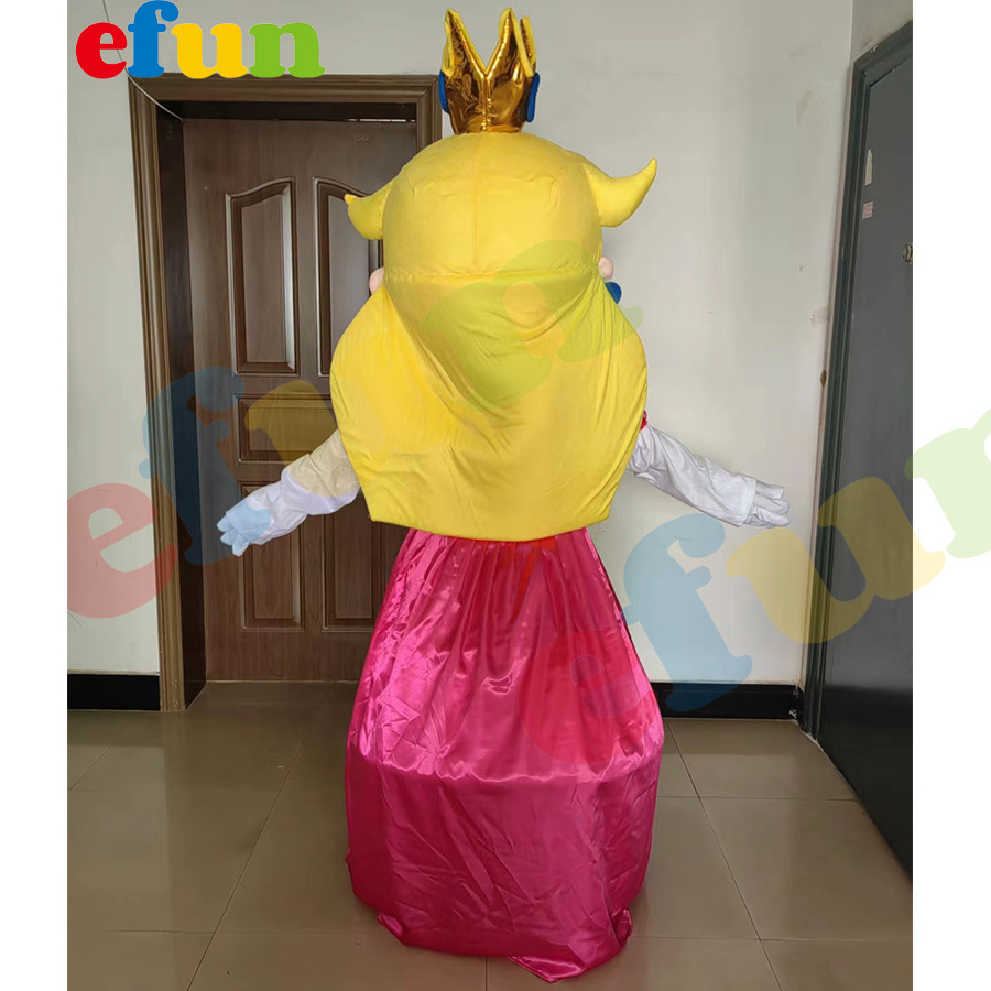 Efun MOQ 1 PC Custom  Princess Girl Mascot Costume Game Character Plush Mario Bros Princess Cartoon Cosplay costume for kids