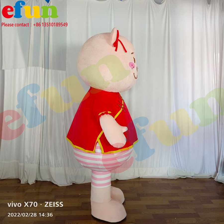 Efun Custom Adult Size cartoon Pig Mascot Costume Plush animal Characters Mascot Costume For Sale