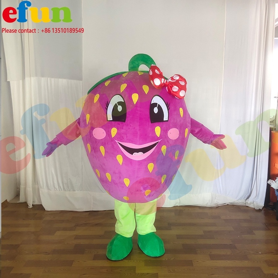 Efun Custom Halloween Funny Dress strawberry Mascot Costume Adult size Cosplay Fruit Mascot  Costume For sale