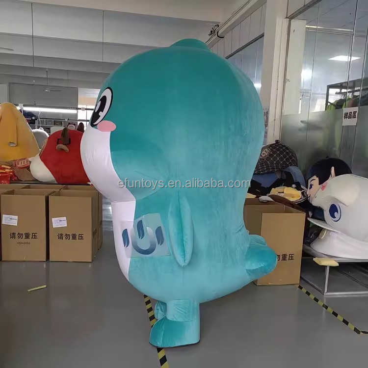 efun 2m 2.6m High quality custom Giant Inflatable Dolphin mascot costume adult size cartoon Dolphin Mascot Costume for sale