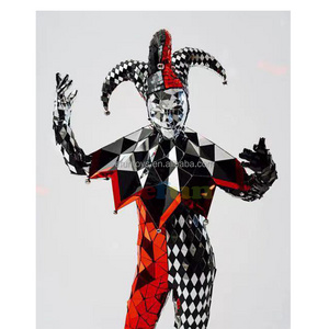 efun MOQ 1 PCS Male Full Colors sparkly reflective mirror clown costume clown mirror costume for stage performance